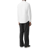 Chemise habillée classique en popeline de coton brodée - Blanc