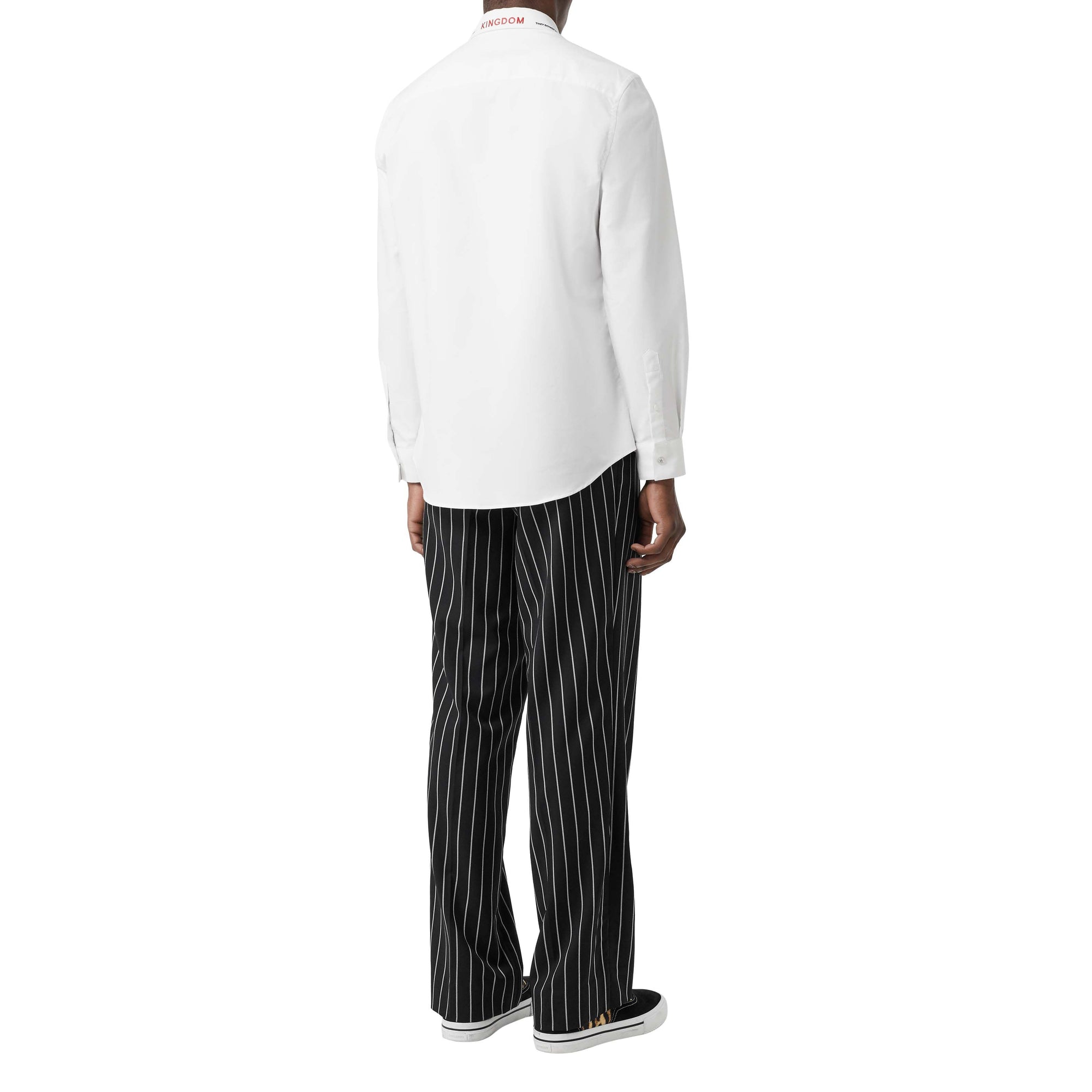 Chemise habillée classique en popeline de coton brodée - Blanc