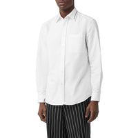 Chemise habillée classique en popeline de coton brodée - Blanc