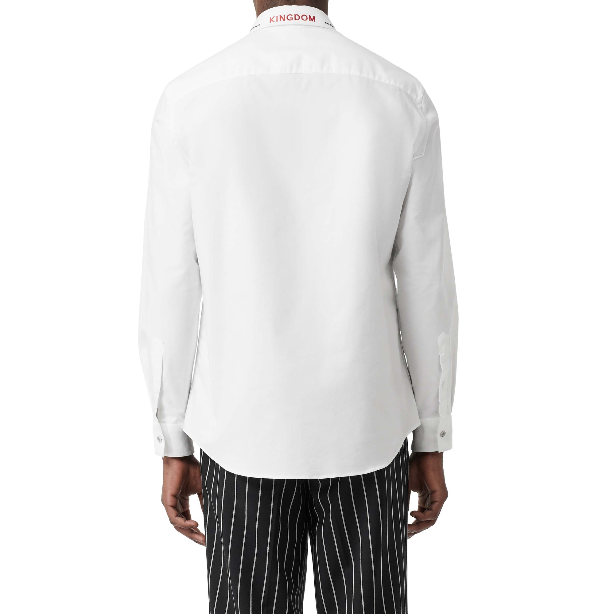 Chemise habillée classique en popeline de coton brodée - Blanc