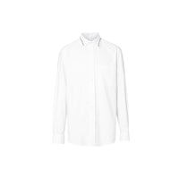 Chemise habillée classique en popeline de coton brodée - Blanc
