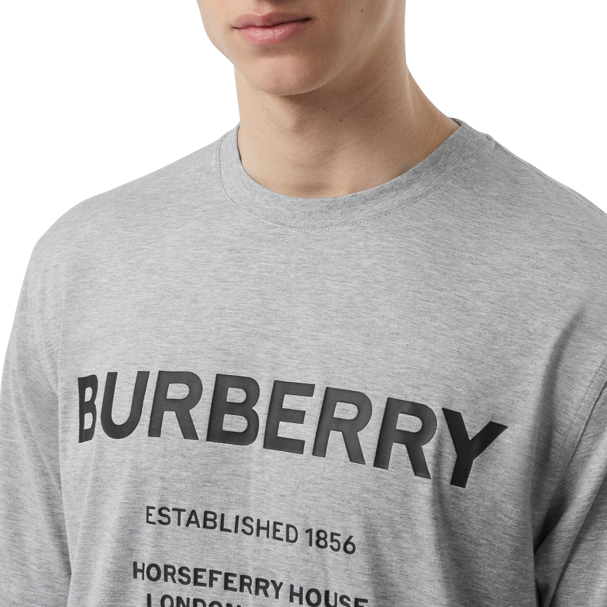 PALE GREY MELANGE T-shirt en coton Horseferry