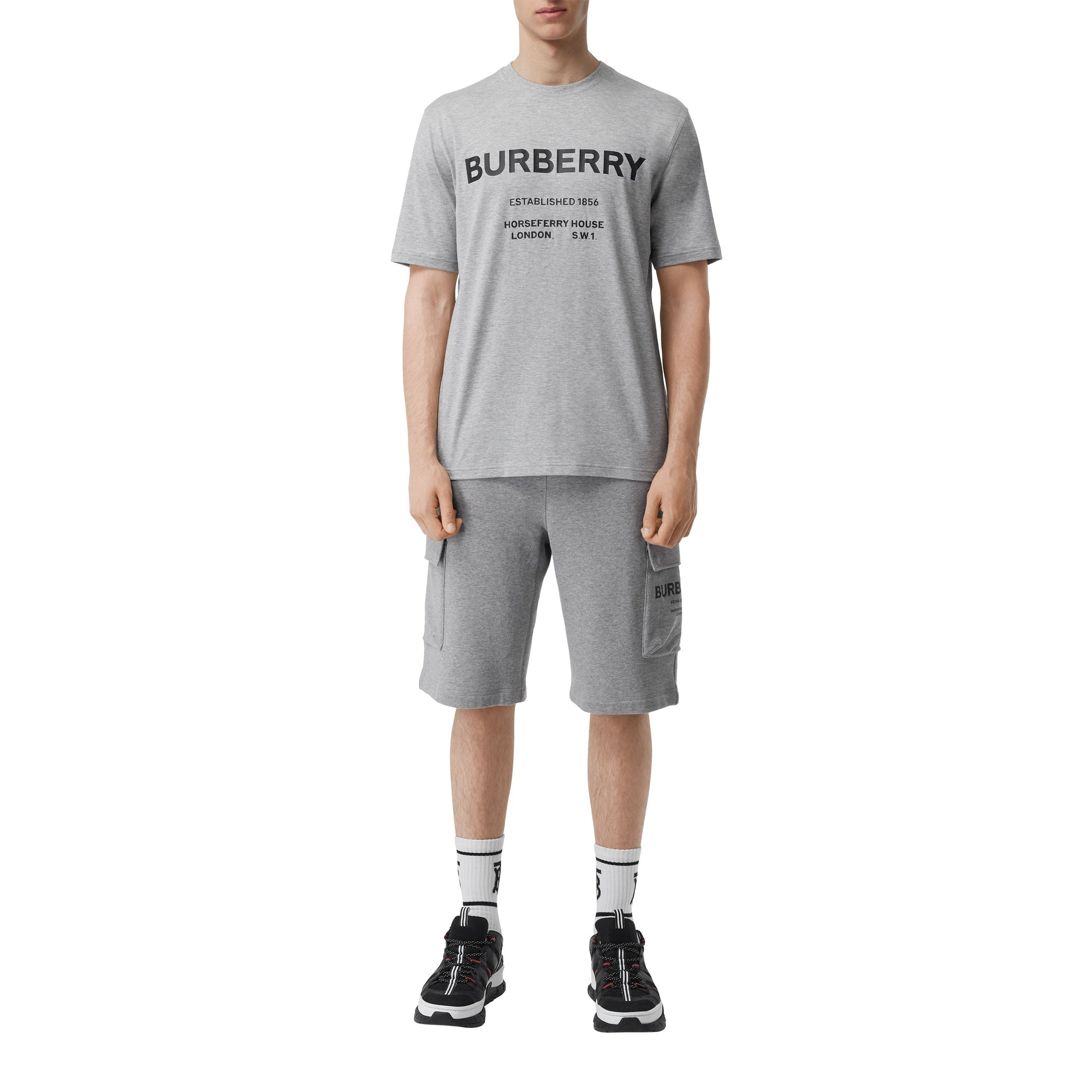 PALE GREY MELANGE T-shirt en coton Horseferry