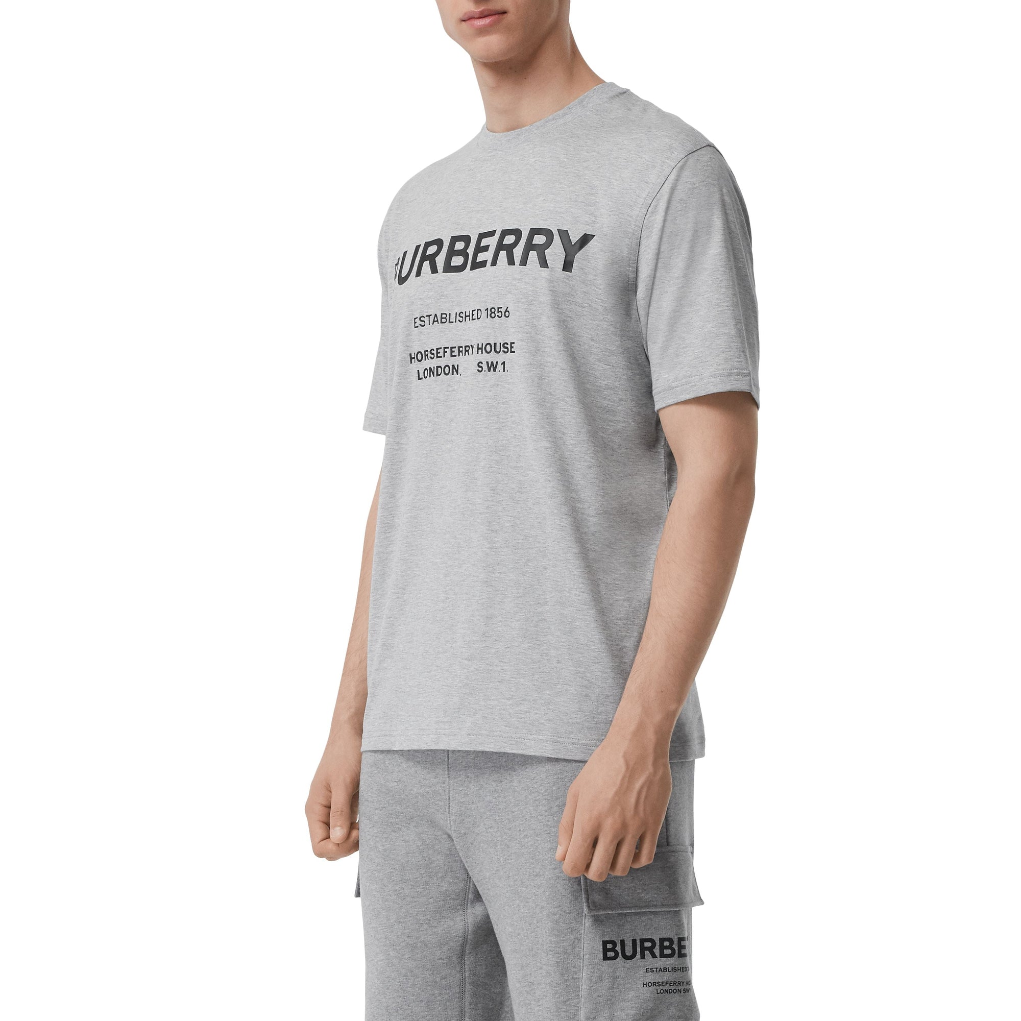 PALE GREY MELANGE T-shirt en coton Horseferry