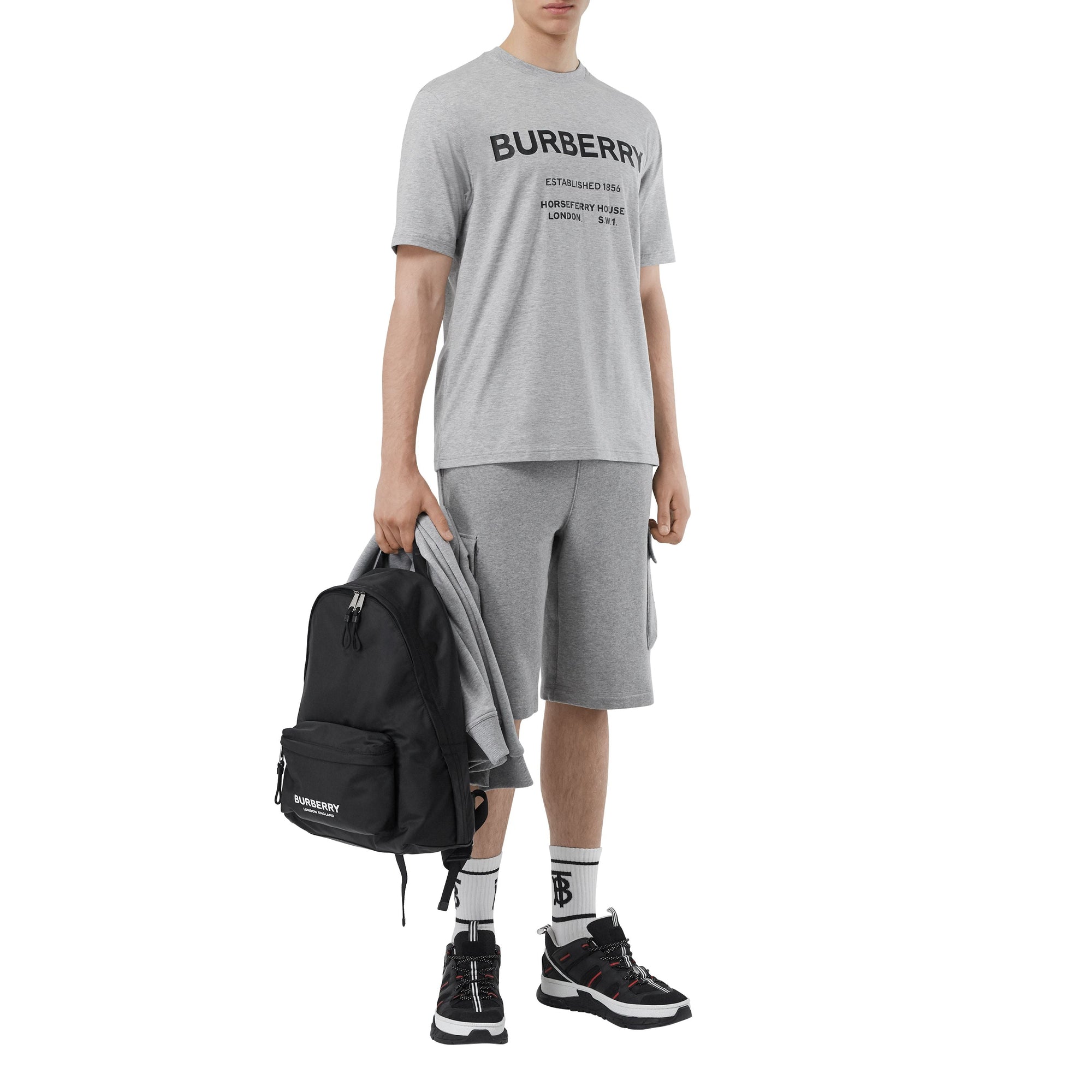 PALE GREY MELANGE T-shirt en coton Horseferry