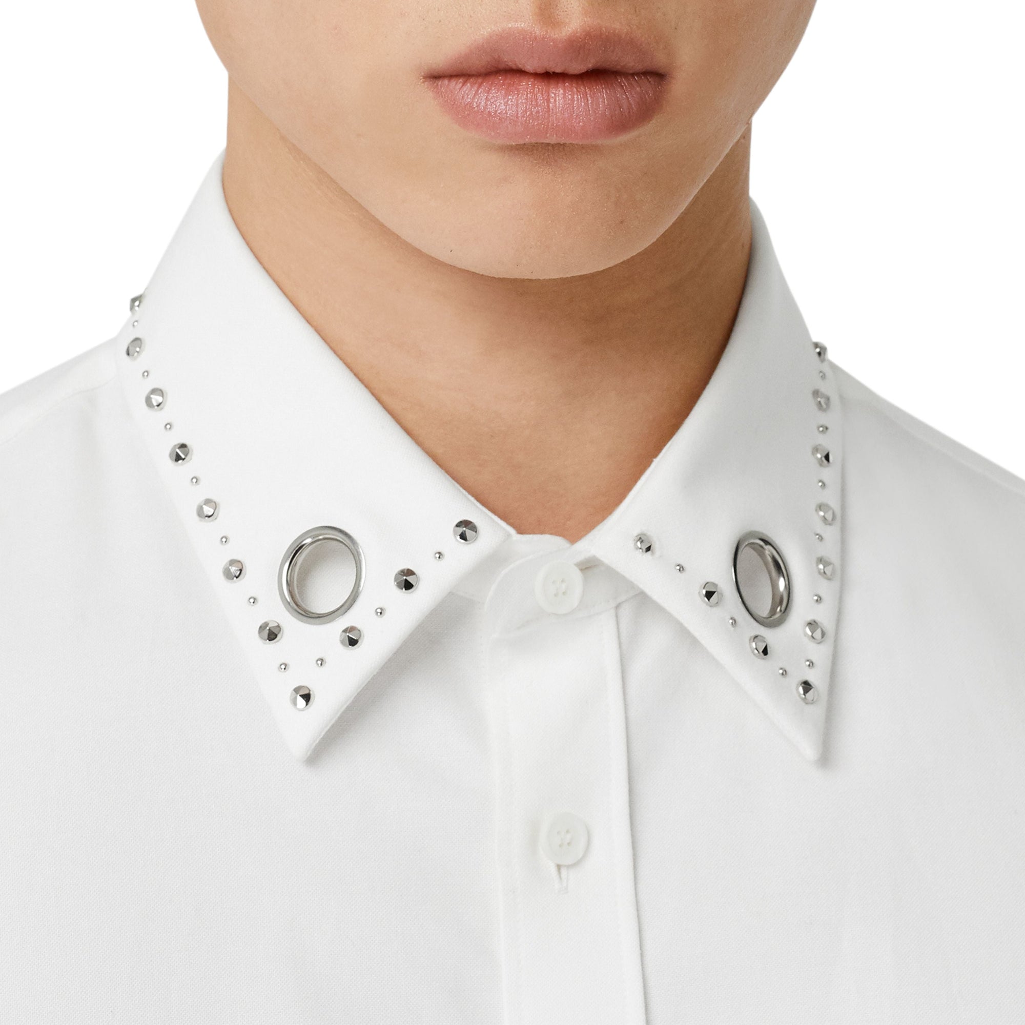 Chemise oxford classique en coton avec clous - Blanc