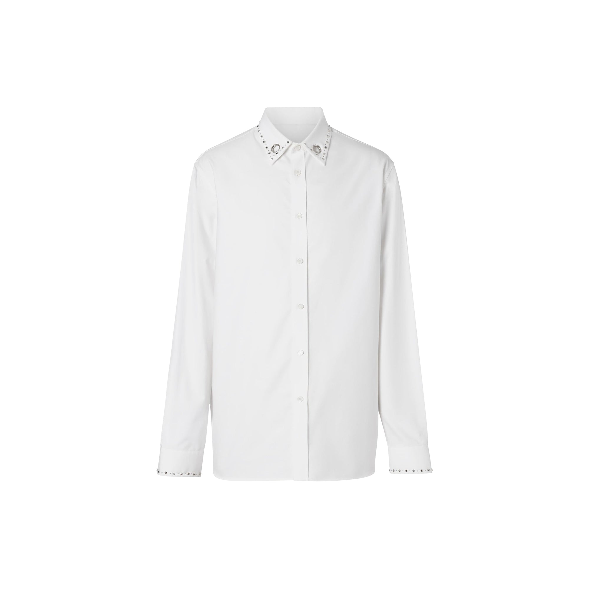 Chemise oxford classique en coton avec clous - Blanc