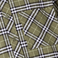 CHALK GREEN IP CHECK Chemise à manches courtes en coton stretch micro-check