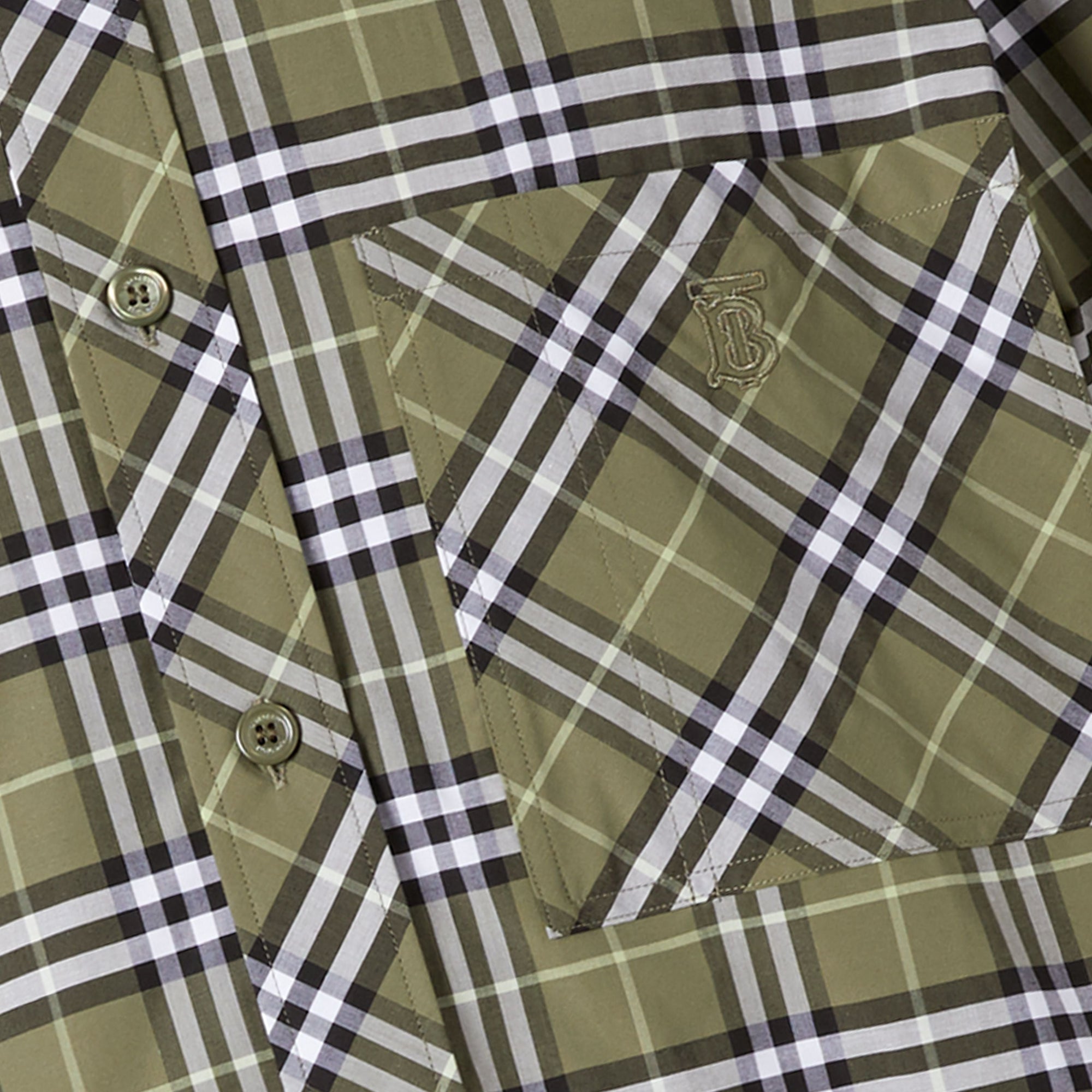 CHALK GREEN IP CHECK Chemise à manches courtes en coton stretch micro-check