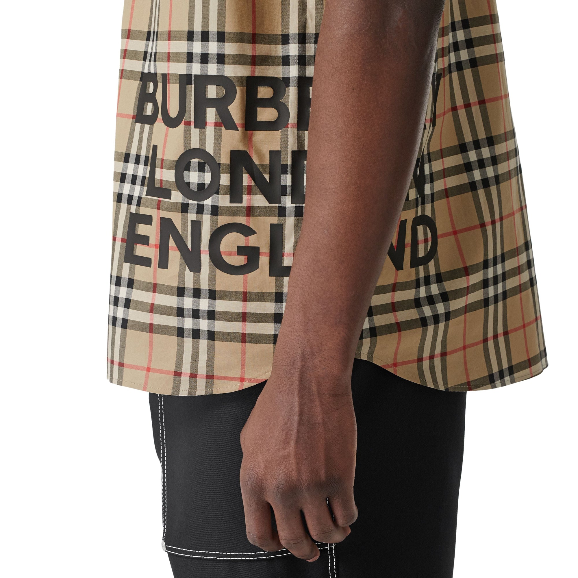 ARCHIVE BEIGE IP CHK Chemise oversize à manches courtes en coton Vintage check