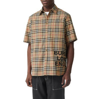 ARCHIVE BEIGE IP CHK Chemise oversize à manches courtes en coton Vintage check