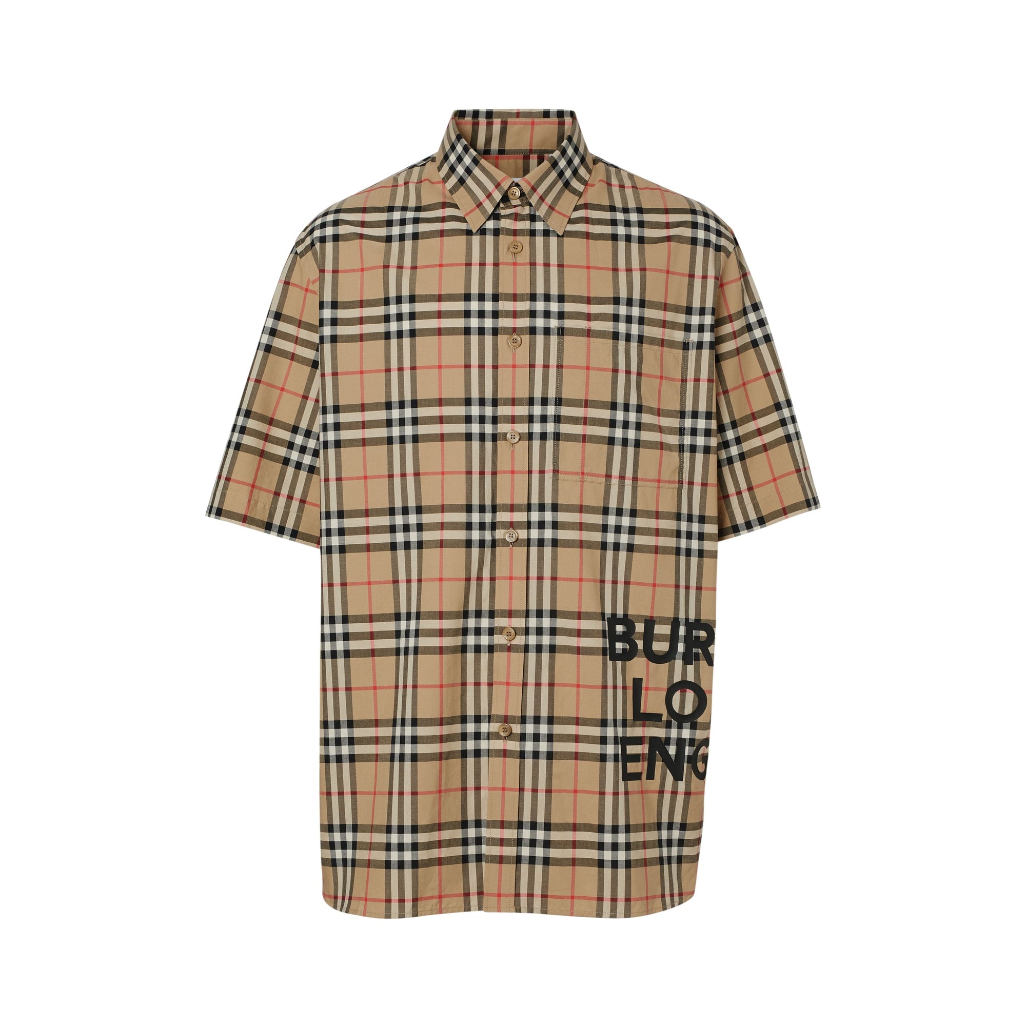 ARCHIVE BEIGE IP CHK Chemise oversize à manches courtes en coton Vintage check