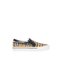 ARCHIVE BEIGE Sneakers sans lacets en cuir et Vintage check