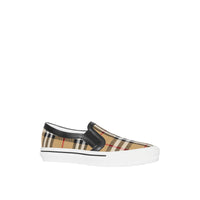 ARCHIVE BEIGE Sneakers sans lacets en cuir et Vintage check