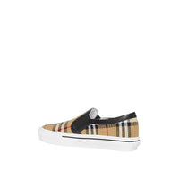 ARCHIVE BEIGE Sneakers sans lacets en cuir et Vintage check