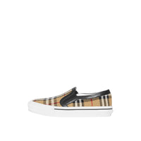 ARCHIVE BEIGE Sneakers sans lacets en cuir et Vintage check