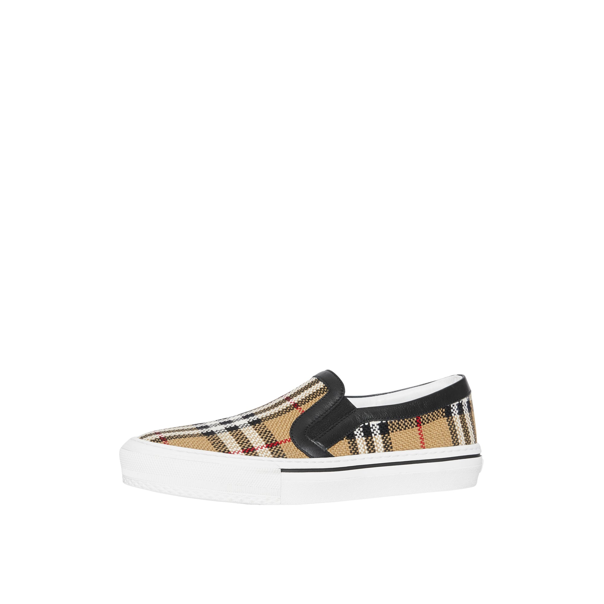 ARCHIVE BEIGE Sneakers sans lacets en cuir et Vintage check