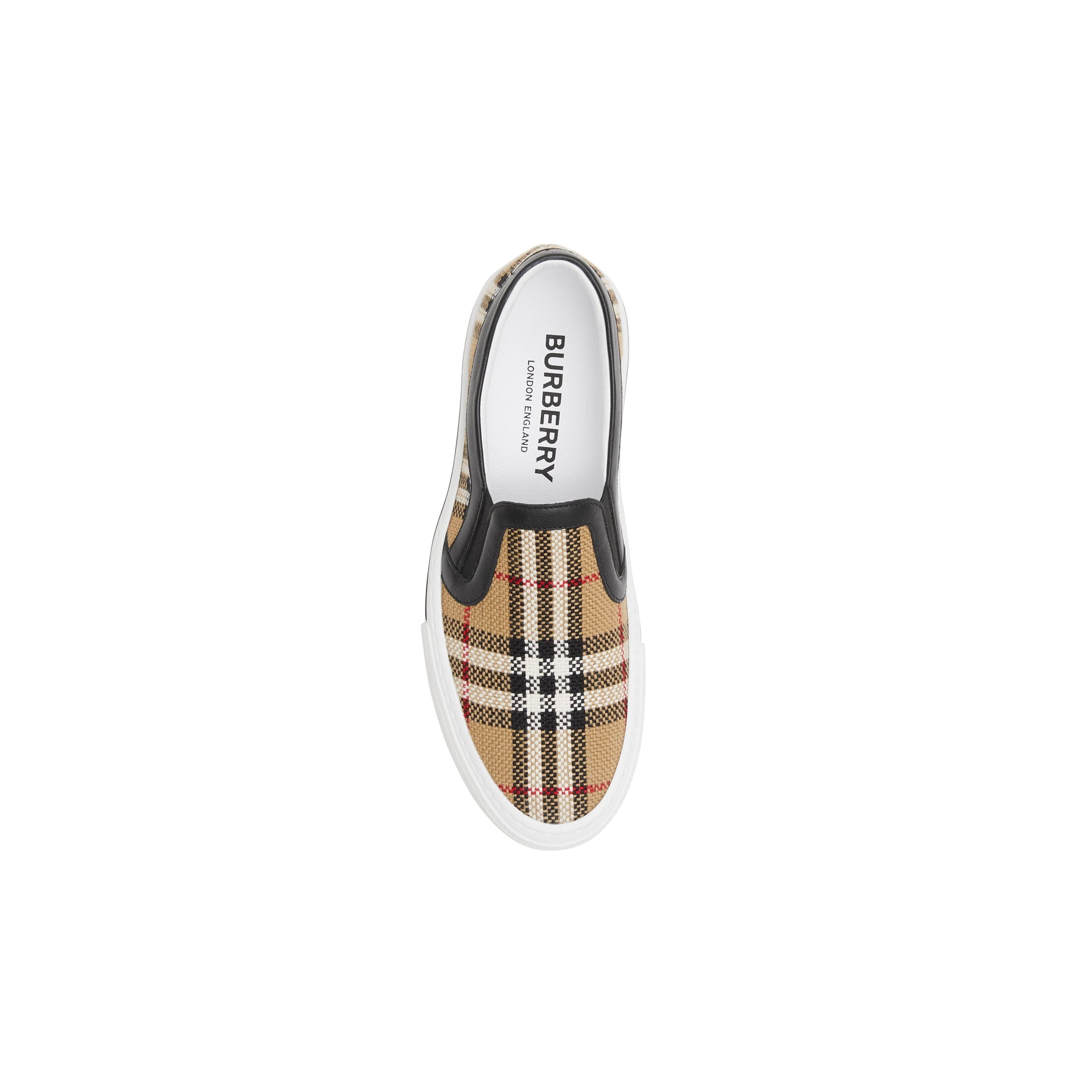 ARCHIVE BEIGE Sneakers sans lacets en cuir et Vintage check
