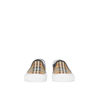 ARCHIVE BEIGE Sneakers sans lacets en cuir et Vintage check