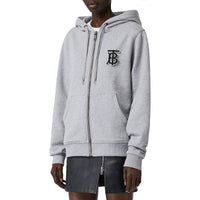Haut à capuche oversize en coton monogram - Camaïeu de gris pâles