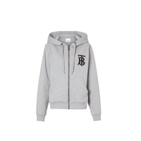 Haut à capuche oversize en coton monogram - Camaïeu de gris pâles