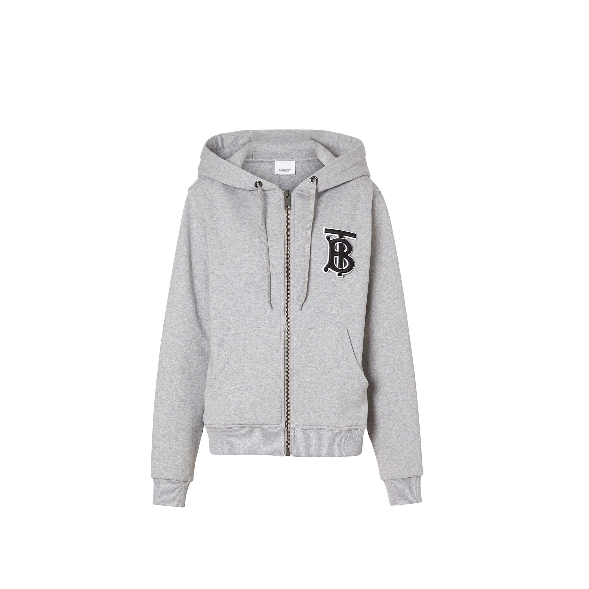 Haut à capuche oversize en coton monogram - Camaïeu de gris pâles