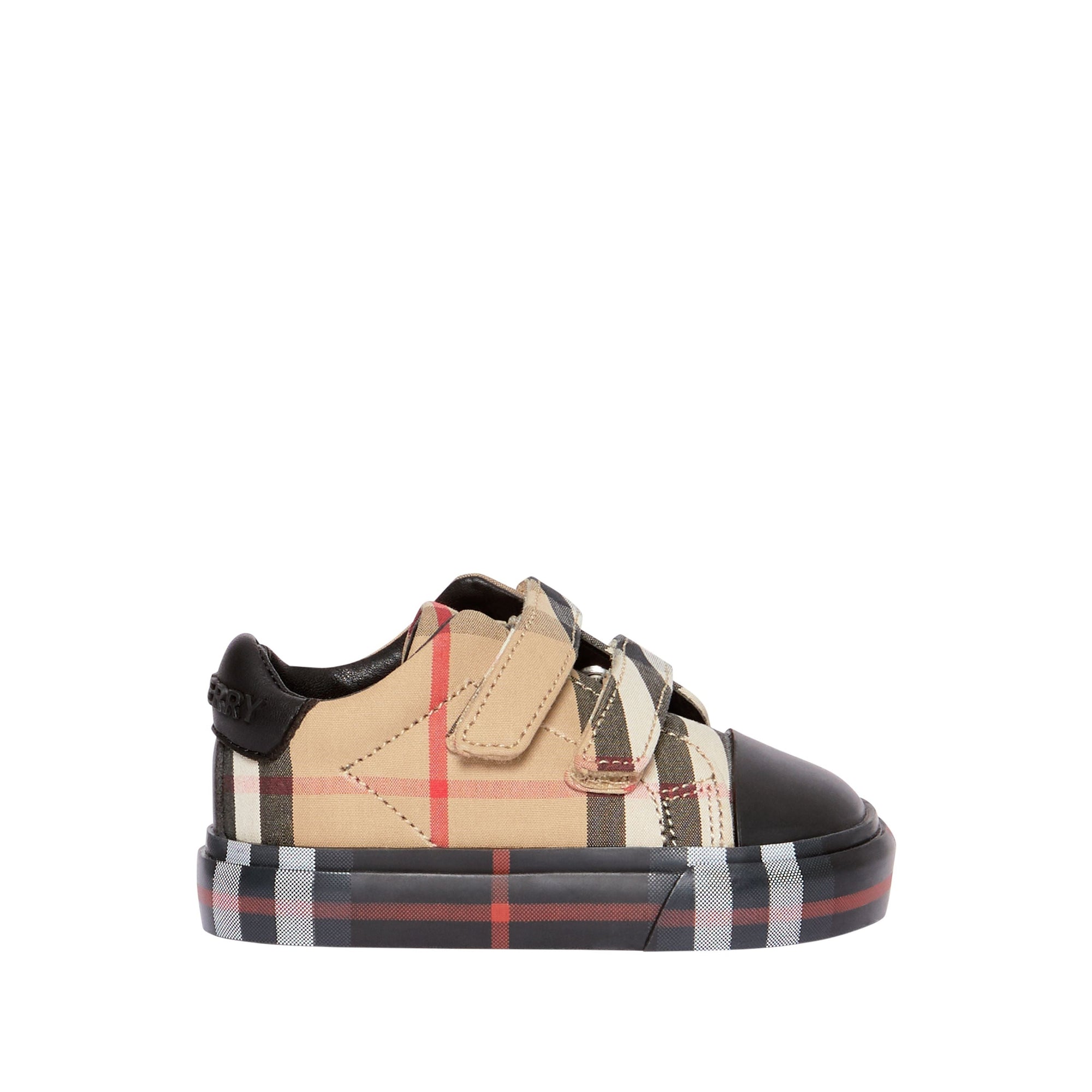 Sneakers en coton vintage check - Beige d'archive & noir