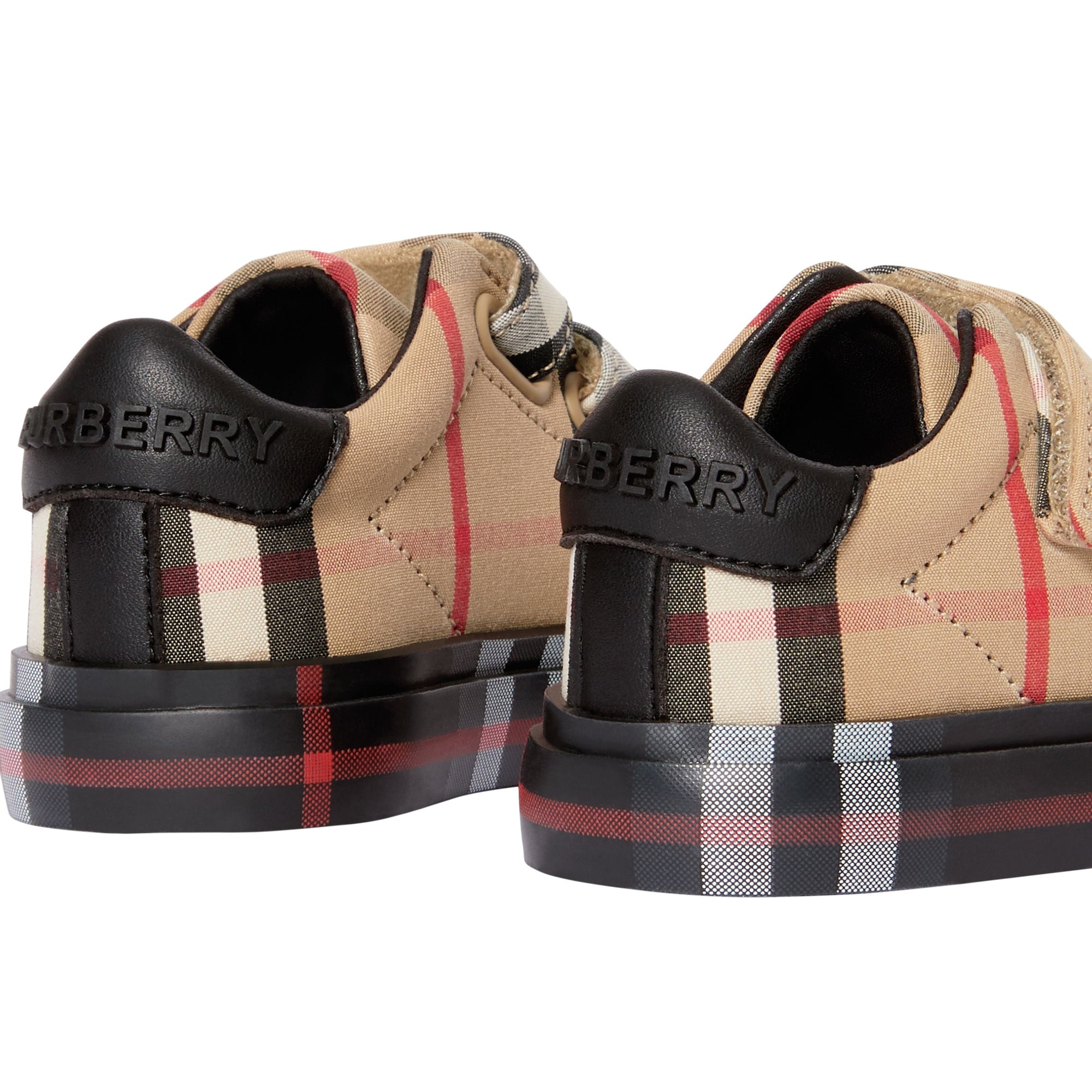 Sneakers en coton vintage check - Beige d'archive & noir
