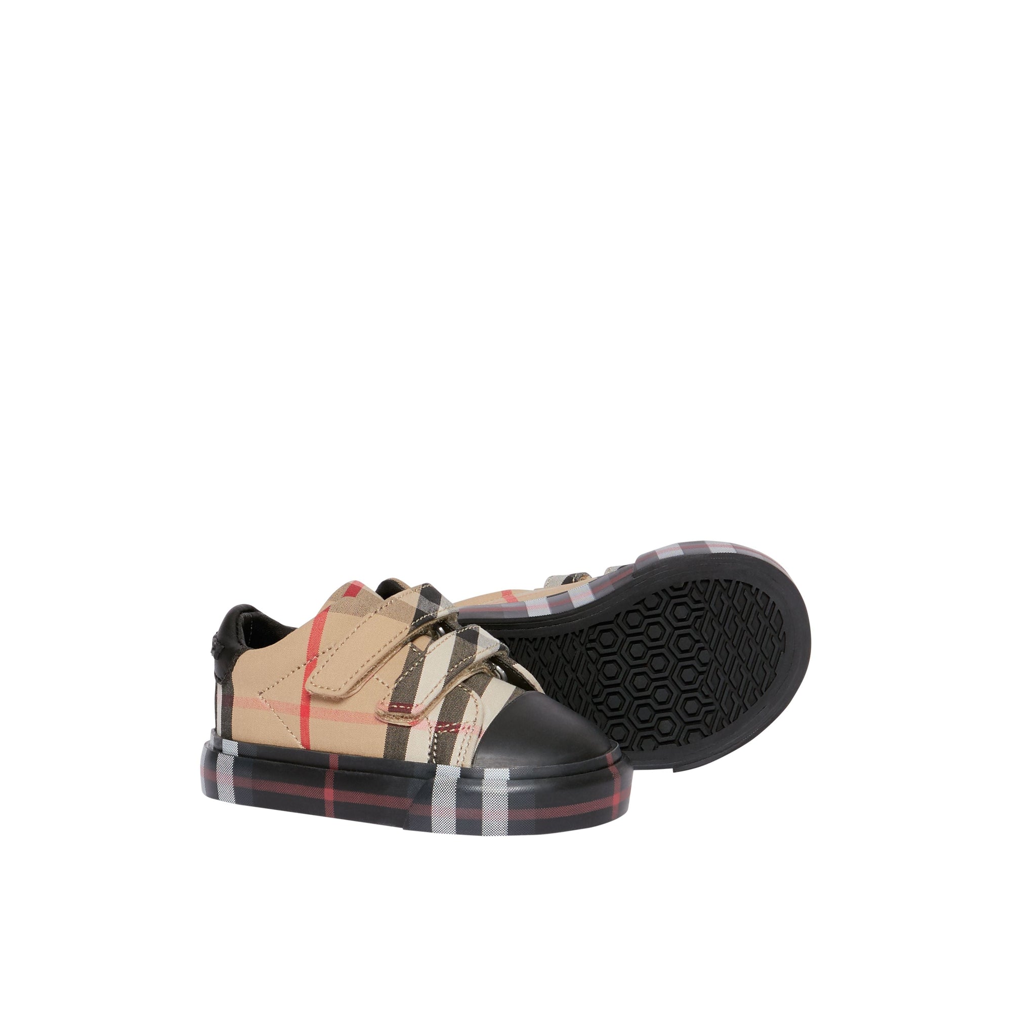 Sneakers en coton vintage check - Beige d'archive & noir