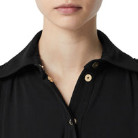 Robe à manches courtes en jersey froncé - Noir