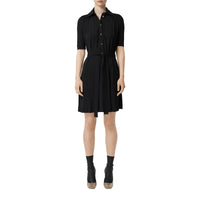 Robe à manches courtes en jersey froncé - Noir