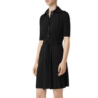 Robe à manches courtes en jersey froncé - Noir