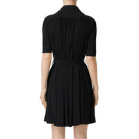 Robe à manches courtes en jersey froncé - Noir