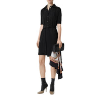 Robe à manches courtes en jersey froncé - Noir