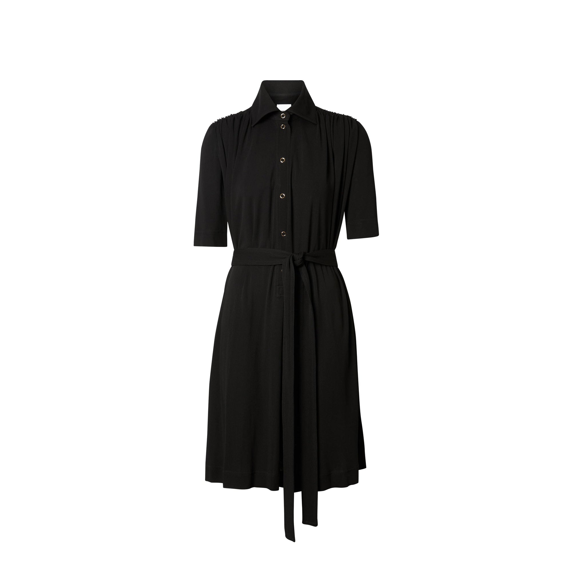 Robe à manches courtes en jersey froncé - Noir