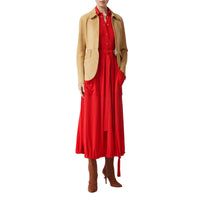 Robe à manches courtes en jersey froncé - Rouge vif