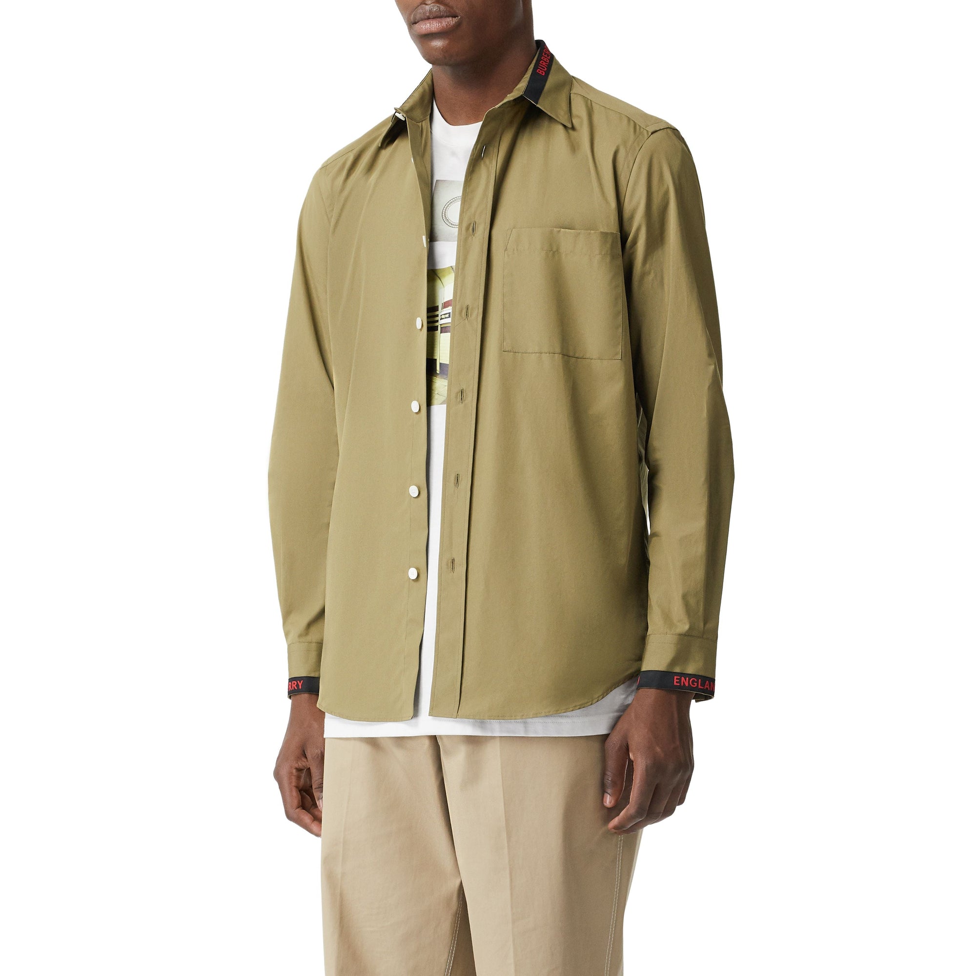 UTILITY GREEN Chemise en popeline de coton à logo