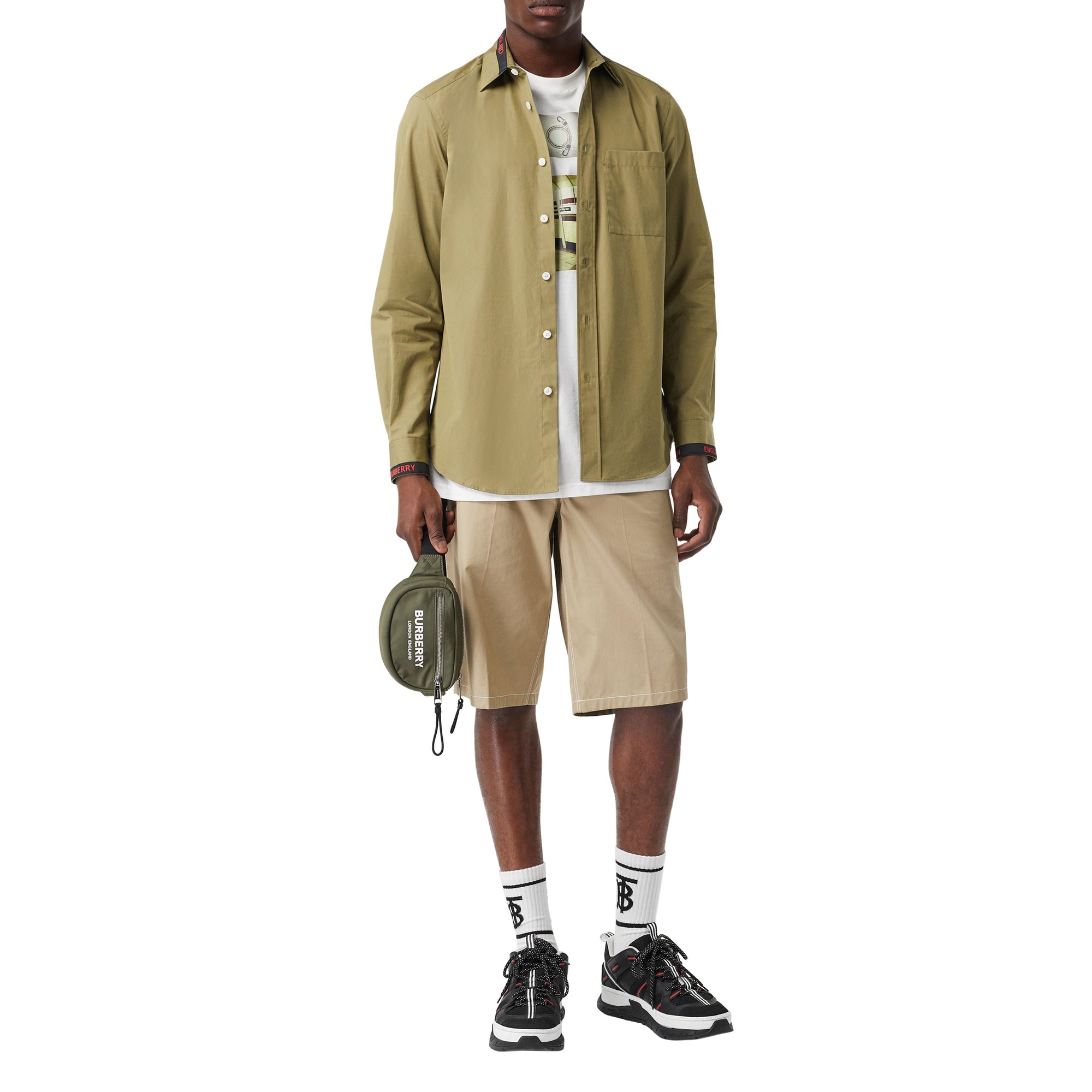 UTILITY GREEN Chemise en popeline de coton à logo
