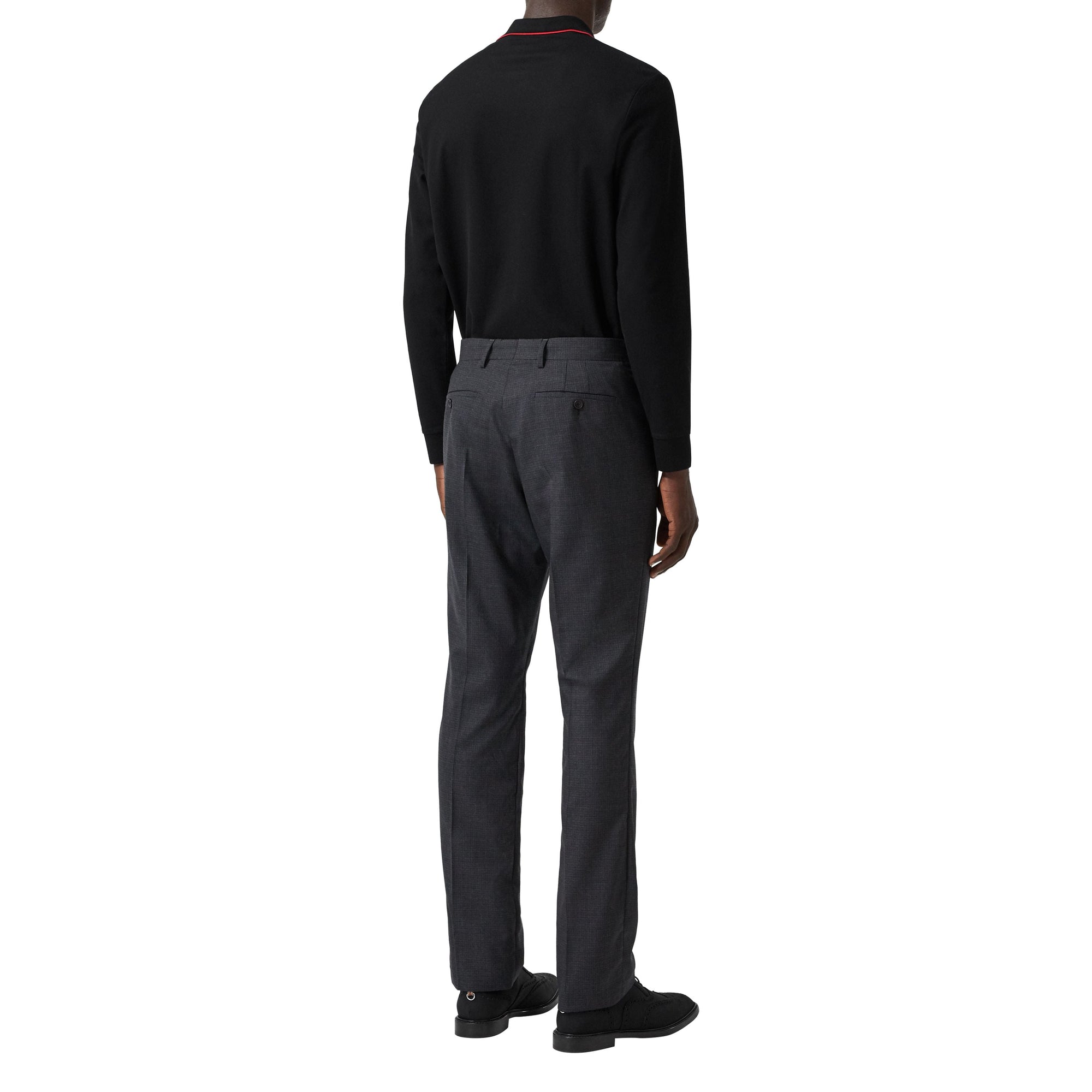 Polo à manches longues en piqué de coton monogram - Noir