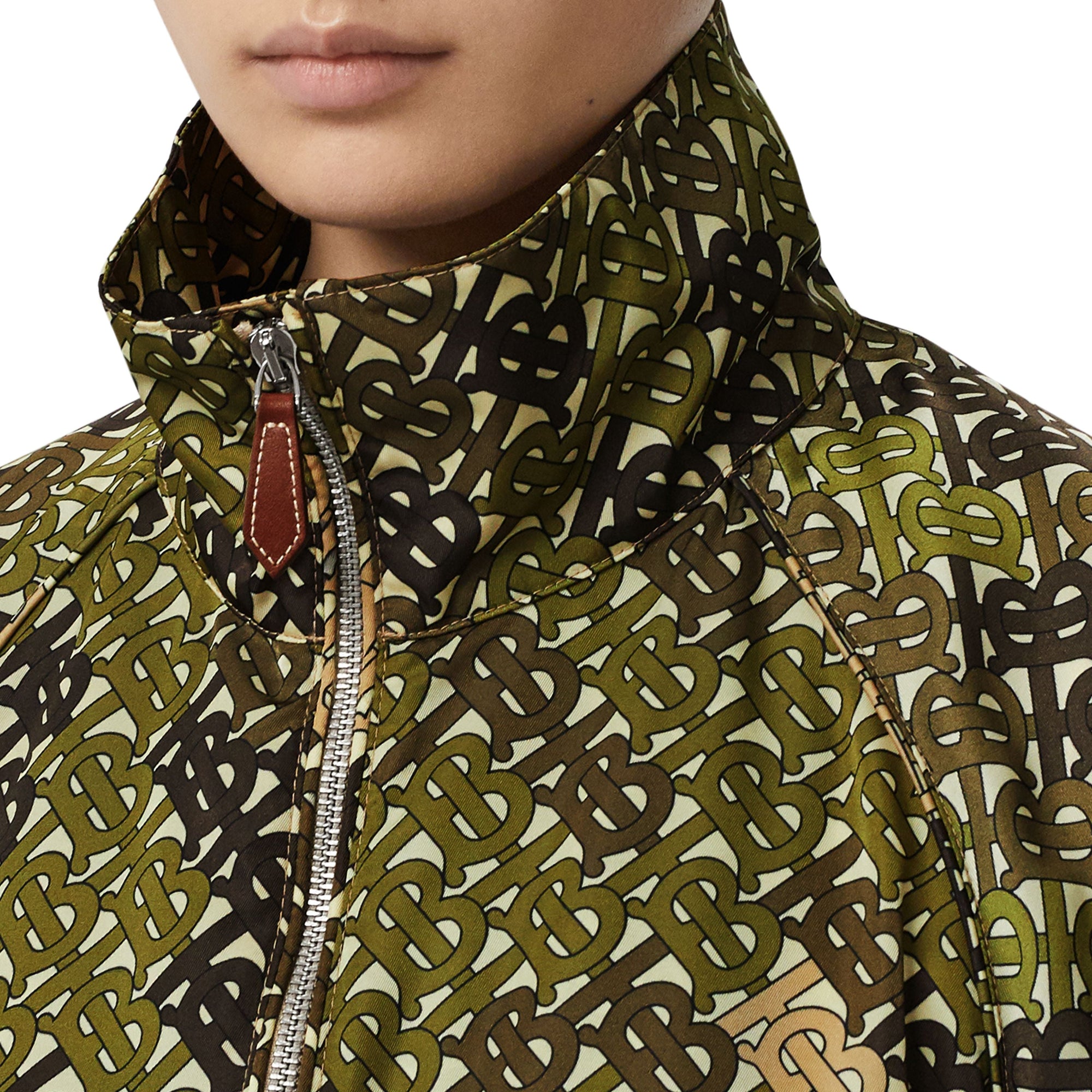 Veste à col entonnoir en nylon monogram - Vert kaki