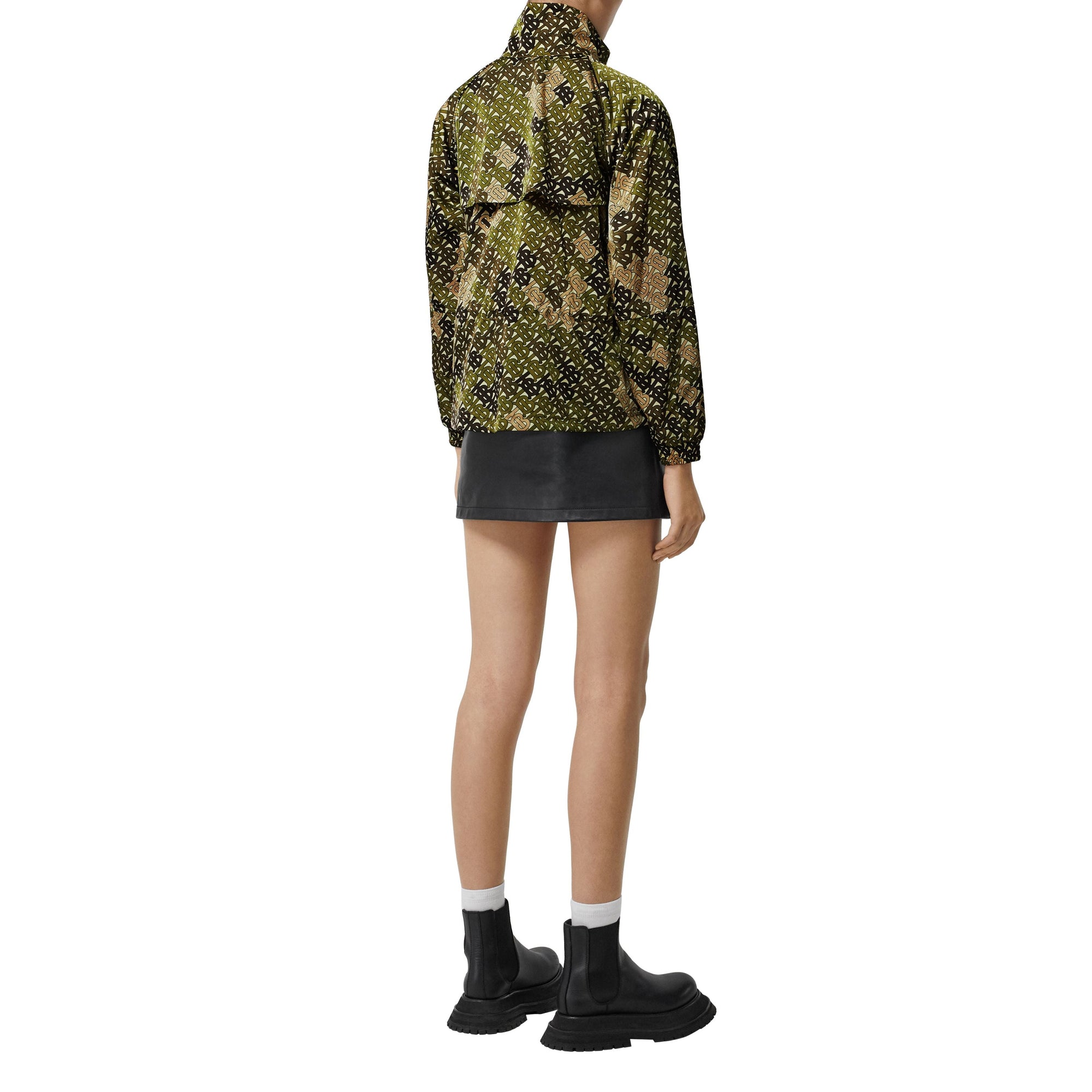 Veste à col entonnoir en nylon monogram - Vert kaki