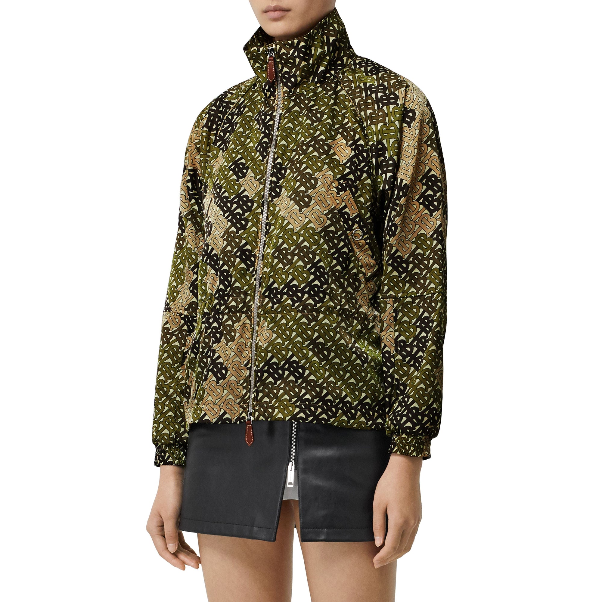Veste à col entonnoir en nylon monogram - Vert kaki