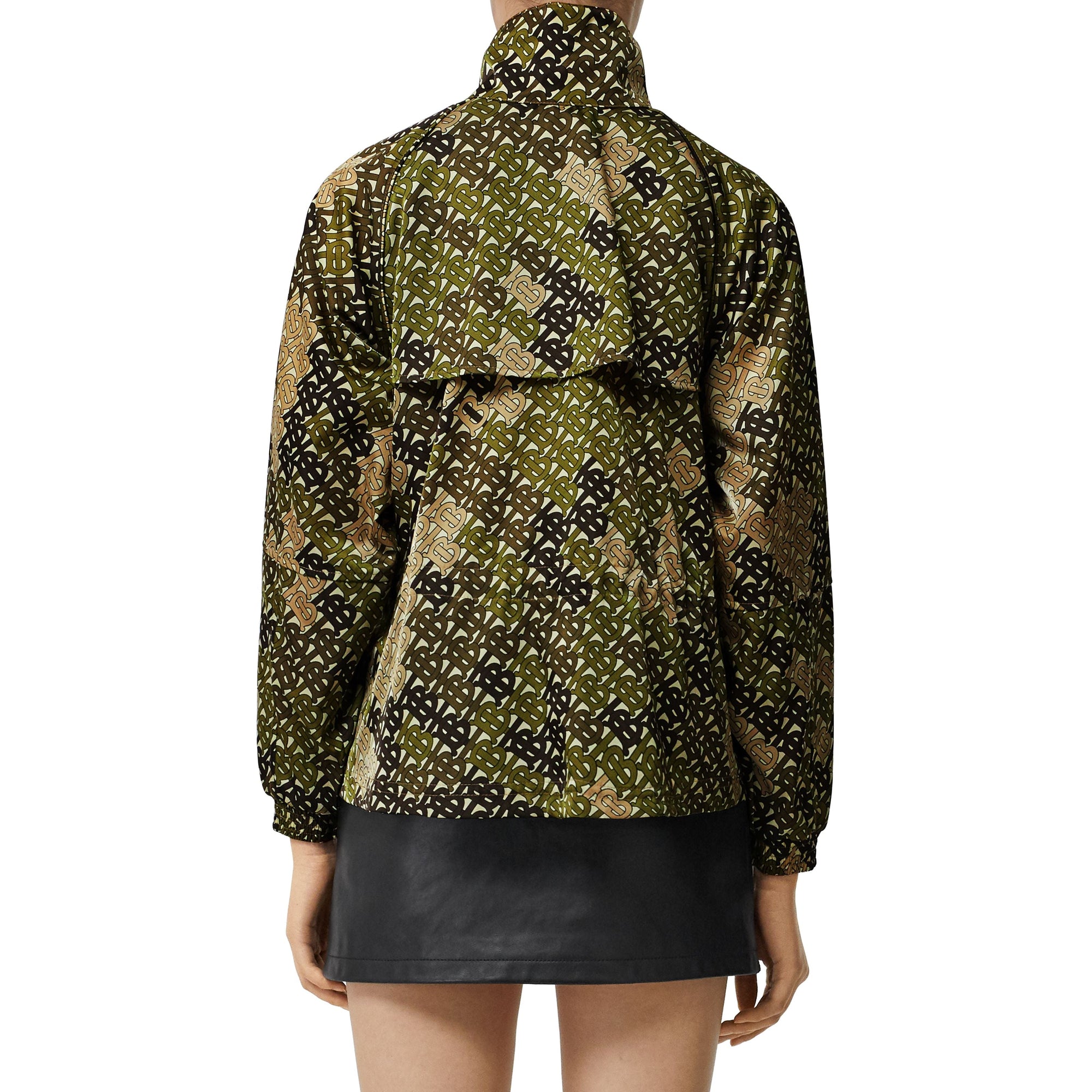 Veste à col entonnoir en nylon monogram - Vert kaki