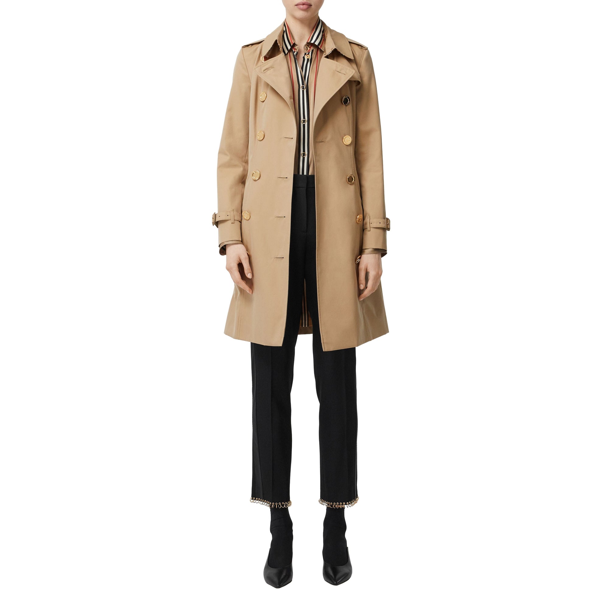 Trench en gabardine de coton avec boutons - Miel