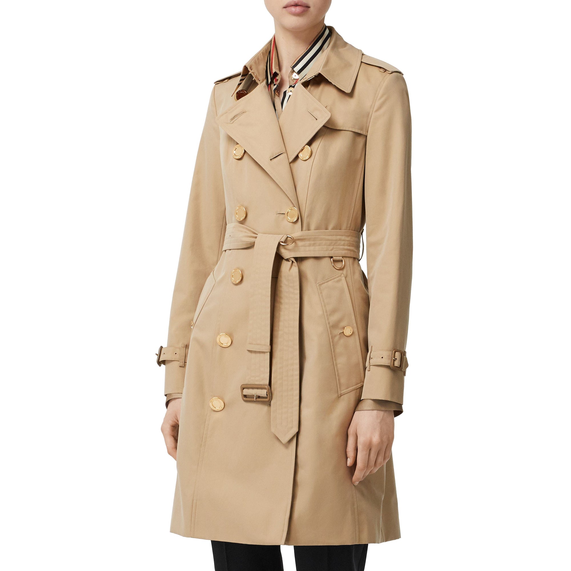 Trench en gabardine de coton avec boutons - Miel
