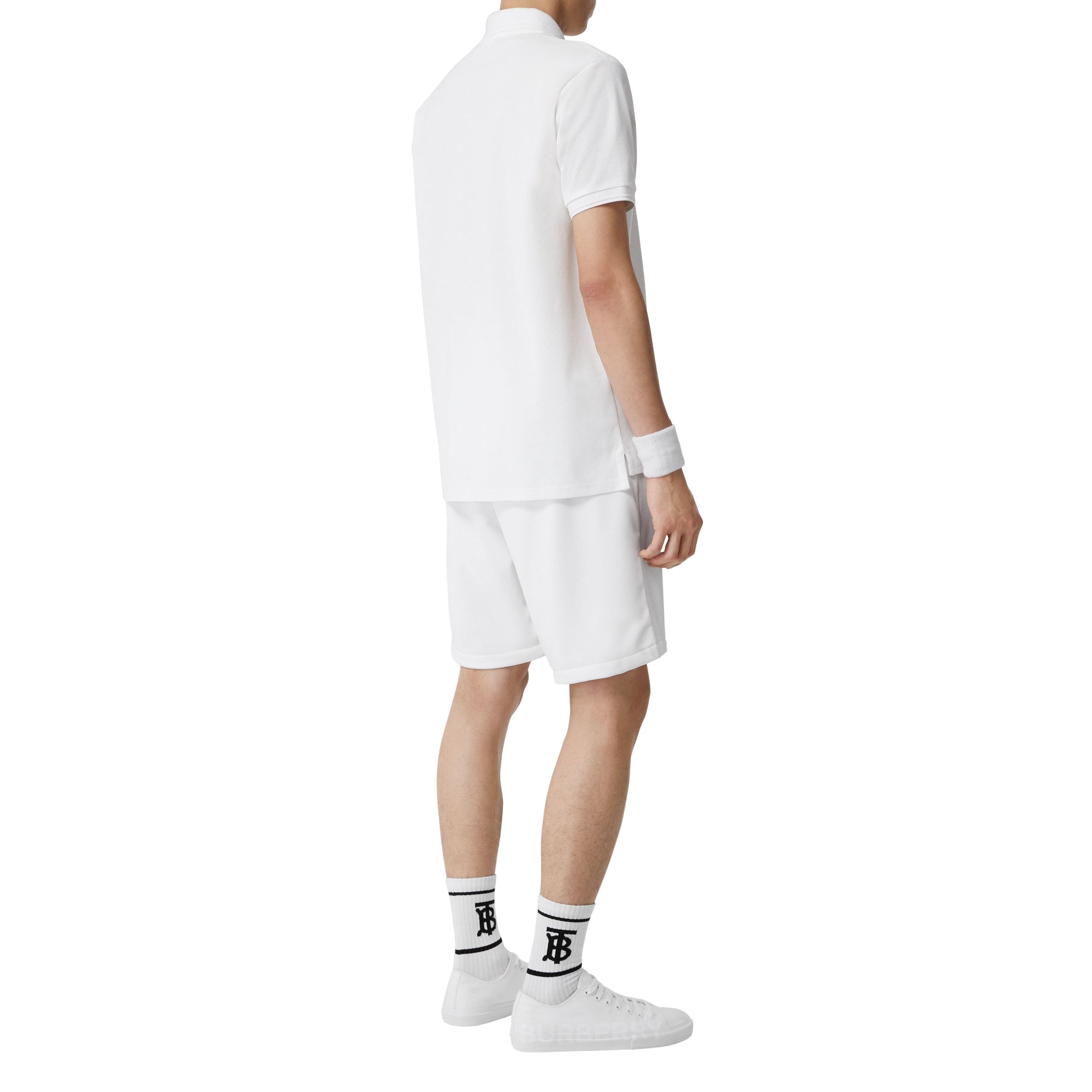 Polo oversize en piqué de coton monogram - Blanc