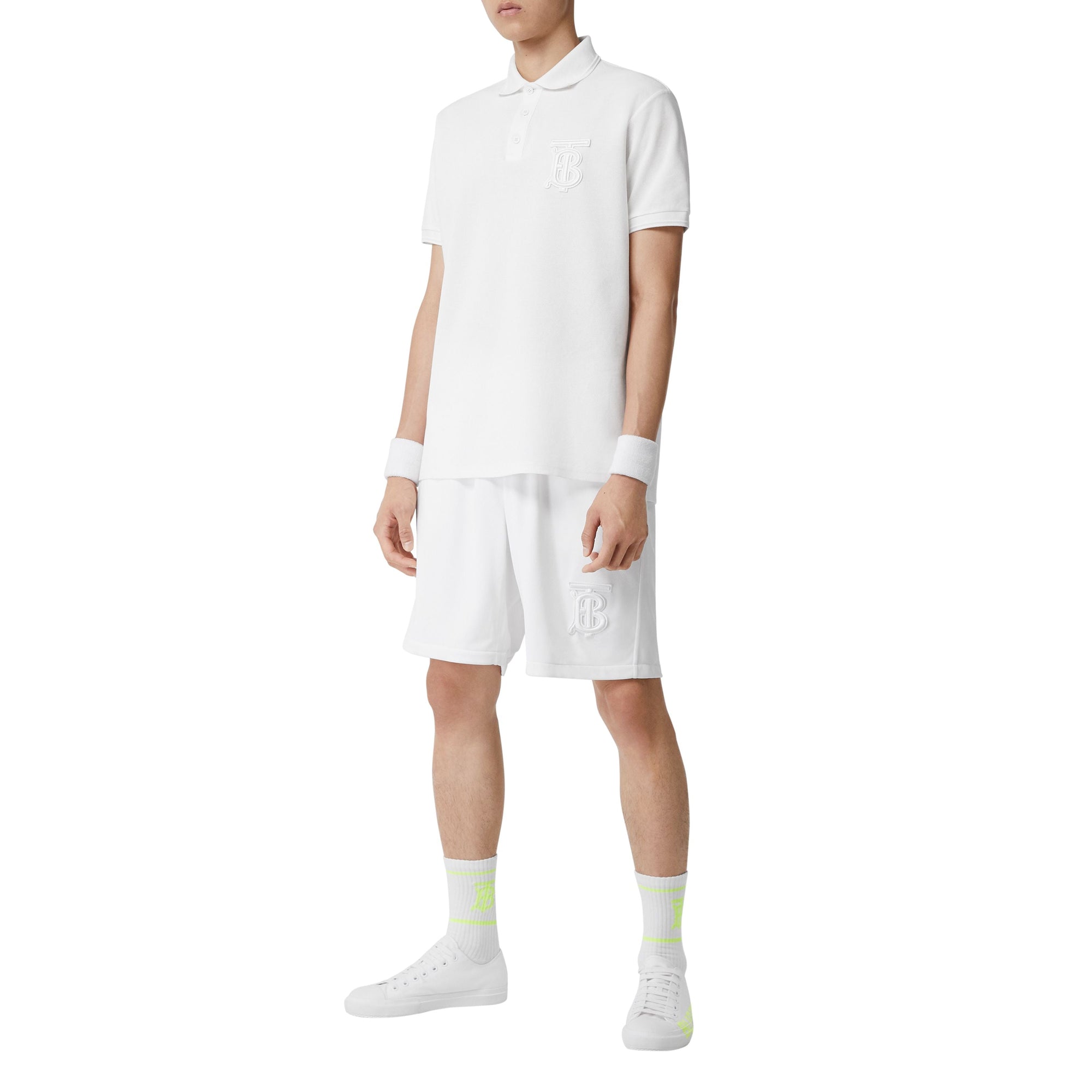 WHITE Polo oversize en piqué de coton Monogram