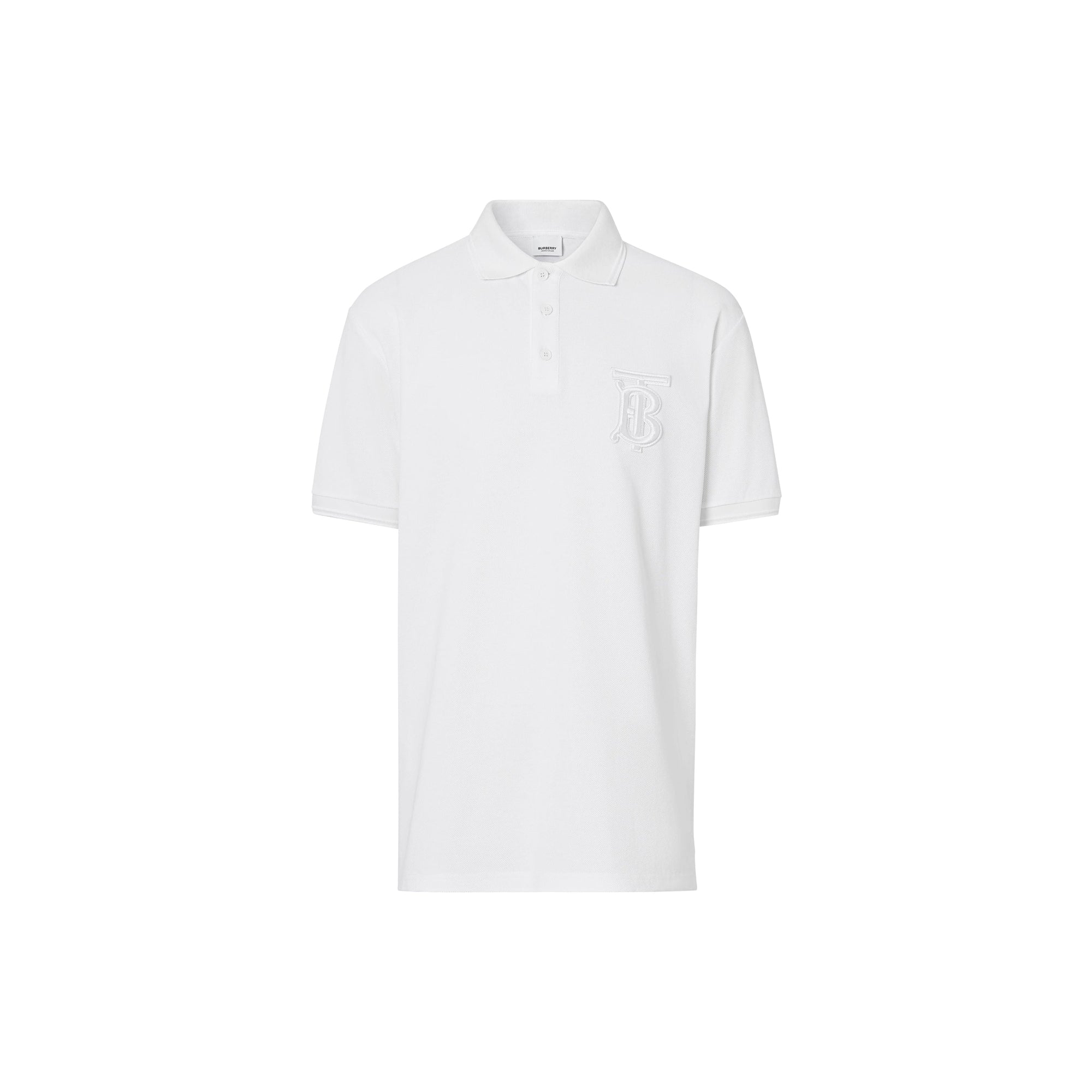 Polo oversize en piqué de coton monogram - Blanc