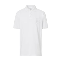 WHITE Polo oversize en piqué de coton Monogram