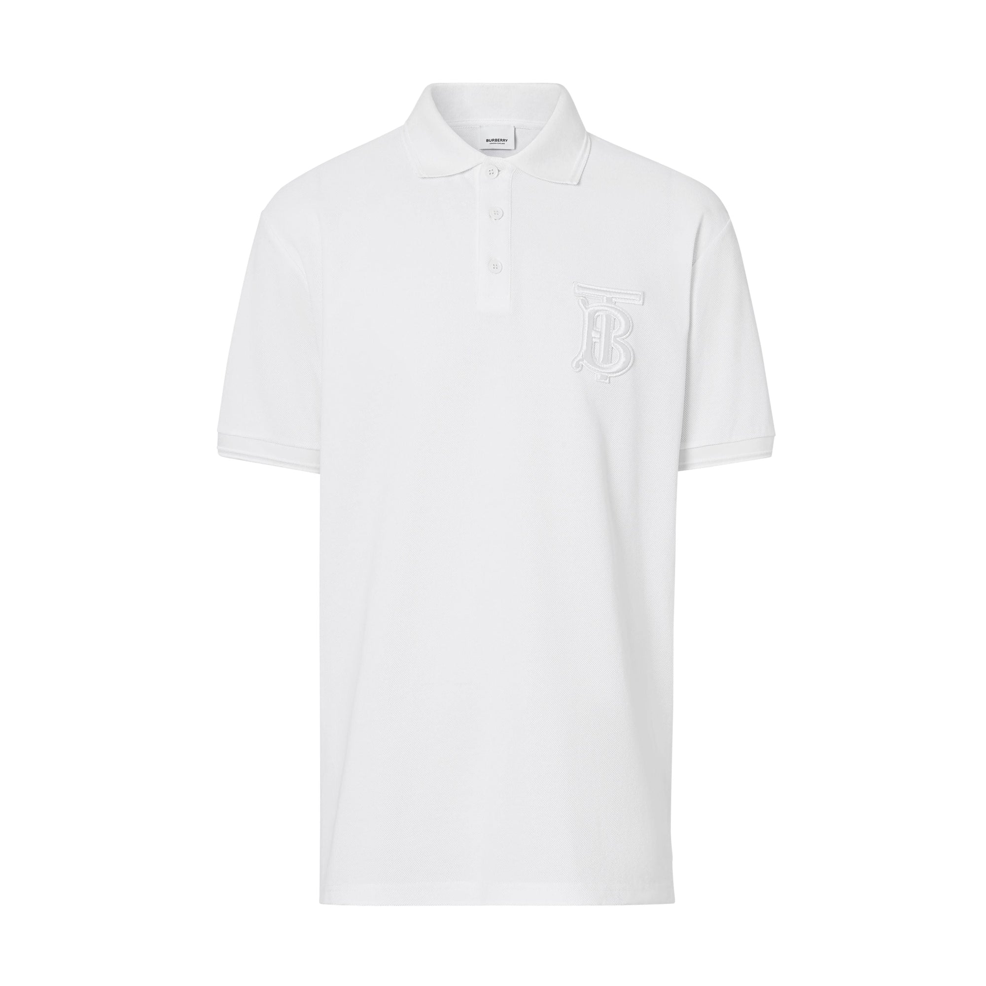 WHITE Polo oversize en piqué de coton Monogram